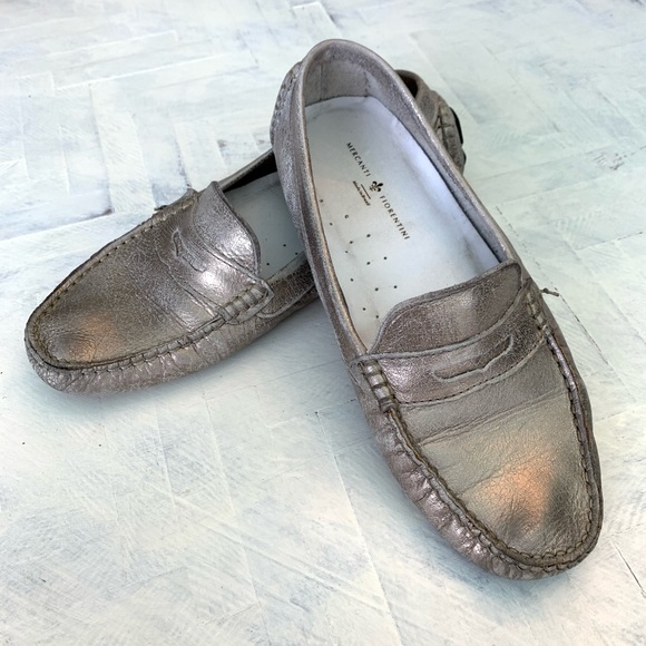 silver driving shoes